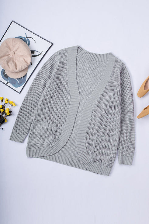 Pocket Knitted Solid Color Cardigan